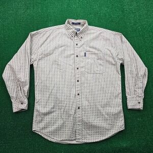 Chaps Ralph Lauren Shirt Mens Medium/Large Beige Geometric Button Down Vintage